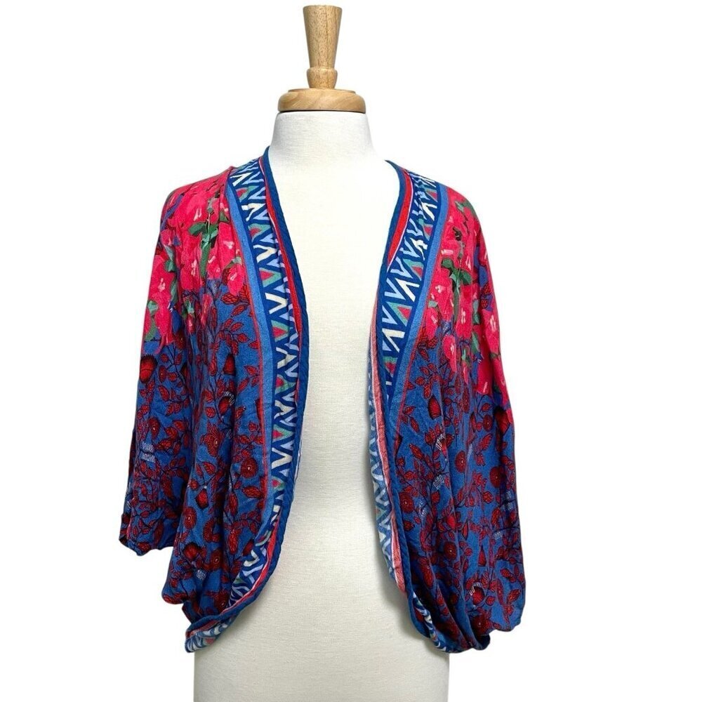 ANTHROPOLOGIE Blank London Colorful Floral Cocoon Kimono Top Blouse One Size